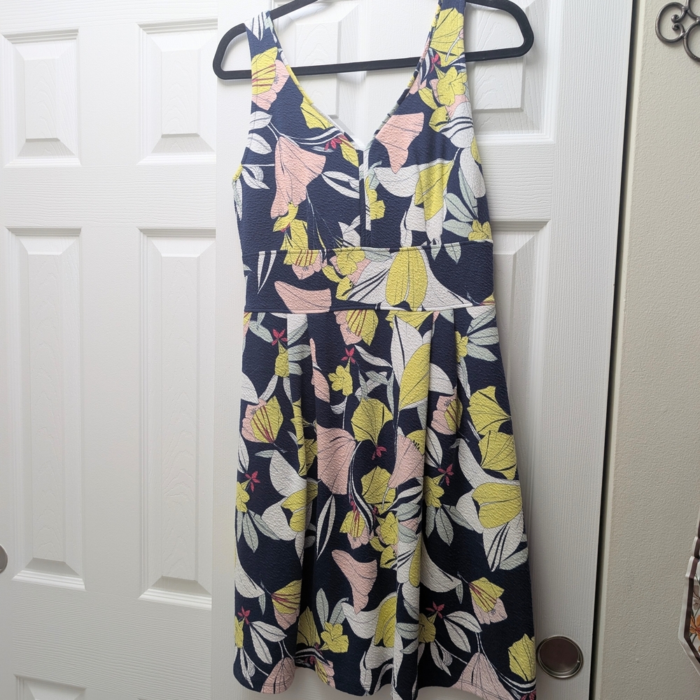 NWT Maison Jules Floral Dress - Navy, Yellow, Pink